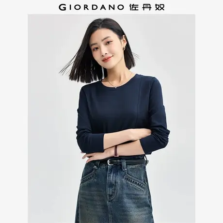 佐丹奴T恤女装纯棉破骨针织圆领长袖T恤 13324713商品大图
