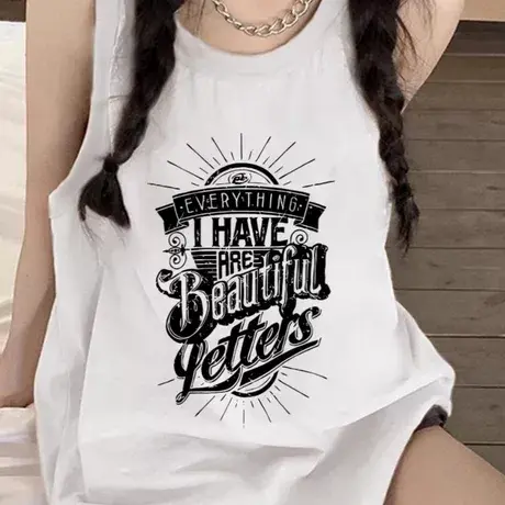 纯棉吊带运动坎肩背心无袖t恤女夏外穿高级感宽松篮球服挂脖上衣商品大图