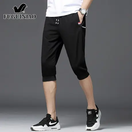 富贵鸟休闲七分短裤男士夏季薄款潮牌百搭冰丝束脚运动五分裤子男图片