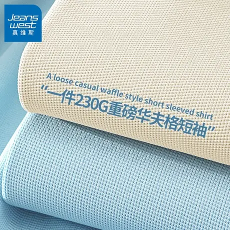 GV真维斯华夫格短袖t恤男夏季新款男士宽松休闲大码长袖打底衫B商品大图