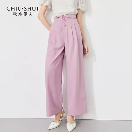 【添添粉丝专享】秋水伊人冰感斜纹高腰直筒休闲裤女装纯色裤子商品大图