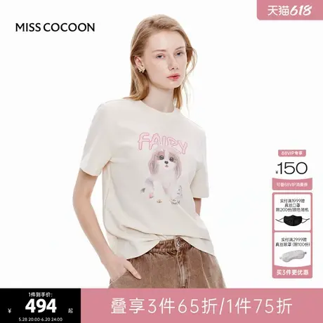 MISS COCOON可可尼原创图案印花T恤2025夏季新款女士宽松圆领短袖商品大图