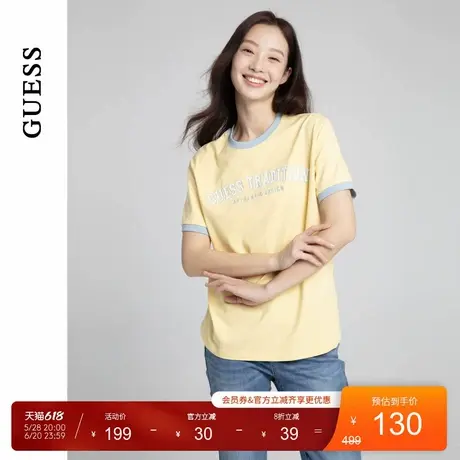 GUESS男女同款撞色款字母logo短袖T恤-M4PP42K2Q40图片