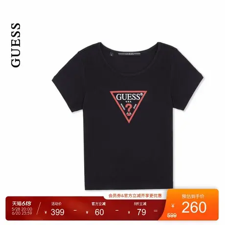 GUESS25年新款夏季女士休闲经典logo倒三角直筒短袖T恤-OP2K5405图片