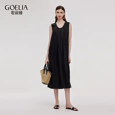 歌莉娅夏季新品16MM香云纱U领连衣裙1E5L4K6D0商品大图