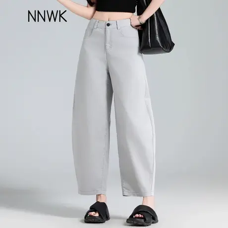 浅灰色裤子女2025新款夏季薄款小个子休闲裤八分九分裤弯刀哈伦裤商品大图