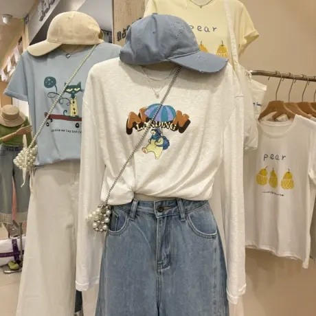 韩国东大门2025夏季新款时尚圆领百搭宽松字母印花短袖T恤女上衣商品大图