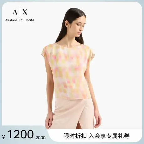 ARMANI EXCHANGE/阿玛尼2025夏季新款女士通体彩绘圆领套头衬衫图片