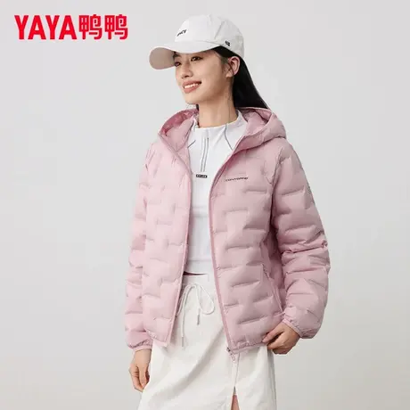 鸭鸭品牌轻薄款连帽羽绒服女2025秋冬新款短款宽松鸭绒保暖外套KL商品大图
