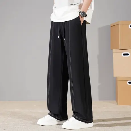 回力冰丝弯刀裤男大码夏季直筒阔腿速干薄垂感青少年加肥加大裤子商品大图