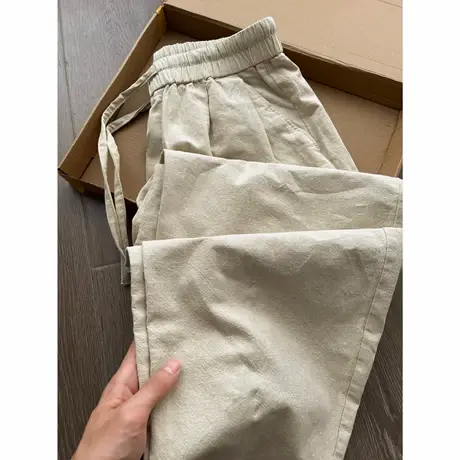 裤子男款夏季薄款男士亚麻直筒裤宽松纯棉休闲裤长裤男生棉麻卫裤图片