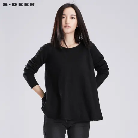 sdeer圣迪奥宽松针织衫 女装秋装新款A廓套头毛衣S16383534图片