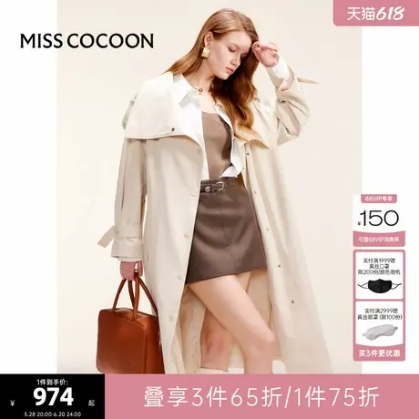 可可尼COCOON【高知touch】2024秋冬新款复古大翻领长款干练风衣商品大图