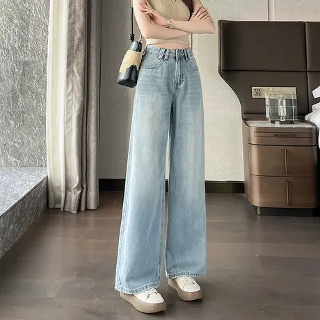 时尚气质百搭直筒夏季牛仔裤女士2025夏日新品显瘦通勤长裤子图片