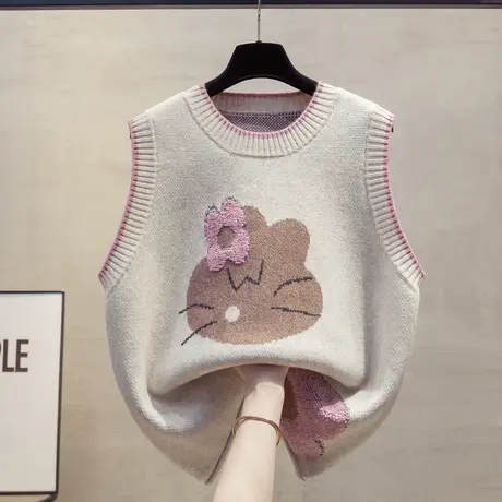 宽松圆领针织马甲背心女2025春秋新款宽松外穿马夹叠穿毛衣坎肩潮商品大图