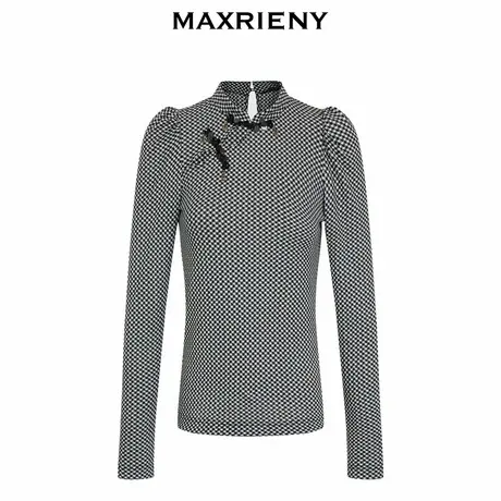 【奥莱】MAXRIENY浪漫新中式羊腿袖上衣秋季雪纺衫女商品大图