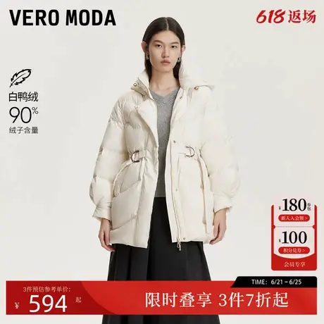 Vero Moda羽绒服24冬新款90绒连帽立领收腰短款羽绒服324423038商品大图