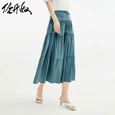 佐丹奴裙子女装大摆绑带半松紧腰蛋糕裙半身裙461606商品大图