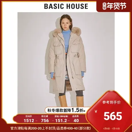 Basic House/百家好女冬韩风时尚羽绒服不可拆毛领保暖HTDJ820B商品大图