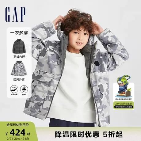 【断码优惠】Gap男童冬季防风防雨三合一羽绒服两件套夹克720940图片