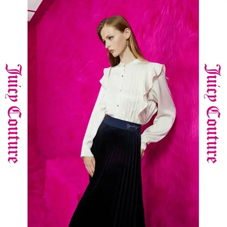 Juicy Couture橘滋2025春夏新款月下山茶优雅千金荷叶边衬衫女商品大图