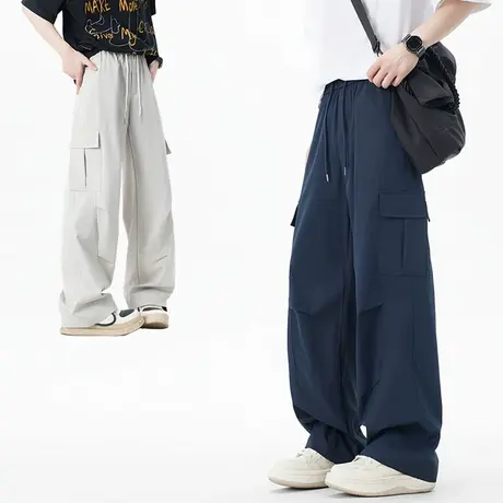 Nuthink冰丝凉感宽松直筒工装裤男美式潮牌休闲长裤2025夏季新款商品大图