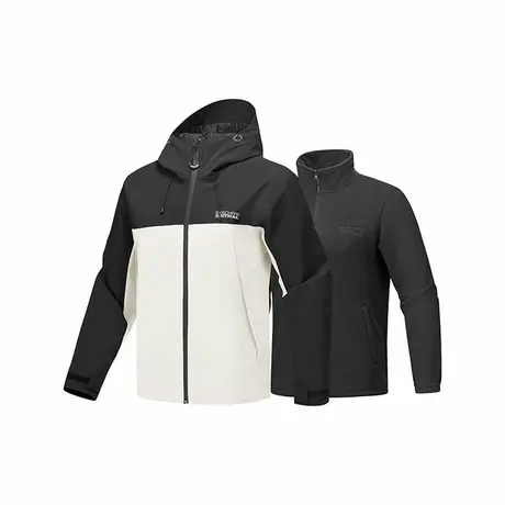 斯凯奇2025年夏季新款男款三合一抓绒连帽冲锋衣防泼水透气舒适图片