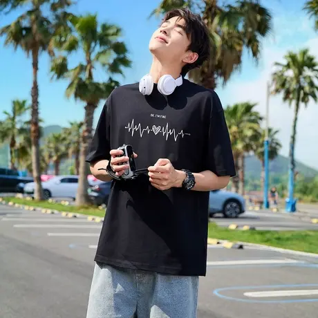 唐狮夏季新款短袖情侣T恤休闲百搭上衣显瘦圆领打底内搭潮图片