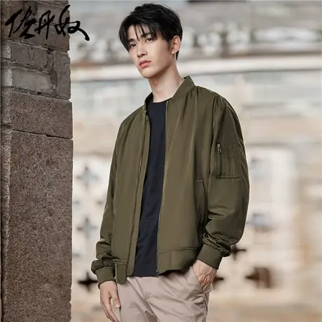 佐丹奴外套男装梭织棒球领多口袋飞行员夹克外套 01072086商品大图