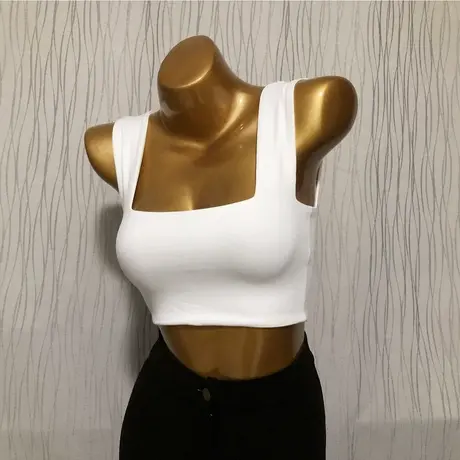 狠狠狠好穿！店主推荐！舒适主义 打底小能手 白色宽肩带短款背心商品大图