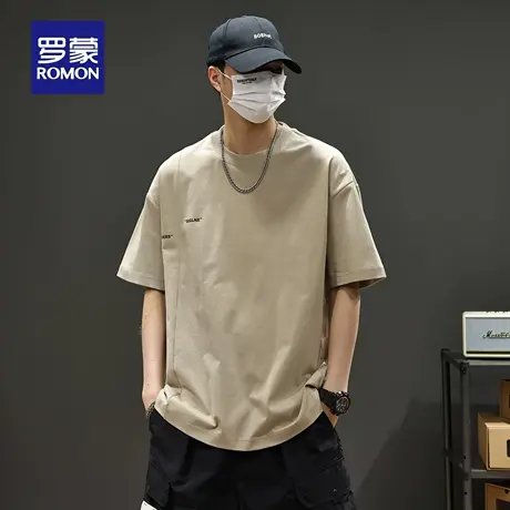 罗蒙冰感半袖男士短袖T恤2025夏季新款宽松休闲圆领百搭上衣潮N1Z商品大图