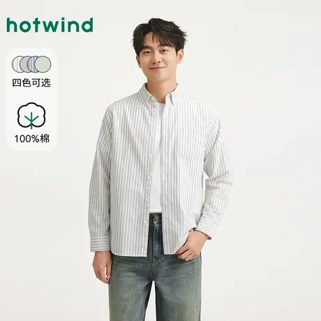 热风2025年秋季新款男士牛津纺长衬衫图片