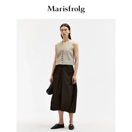 【松弛裤装】玛丝菲尔夏时尚弧线腰头立体飞边宽阔裤管女商品大图