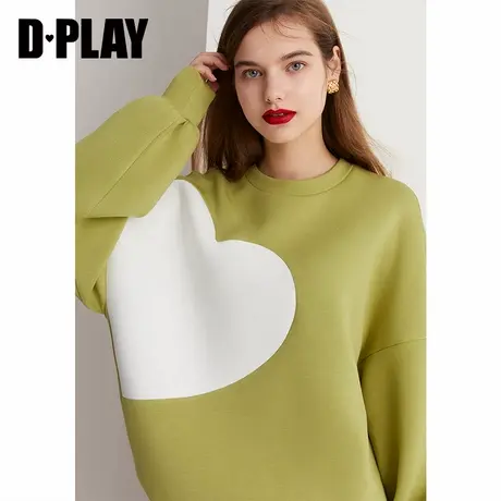 DPLAY德帕拉欧美牛油薄荷曼薄荷曼绿简约慵懒风爱心宽松卫衣女商品大图