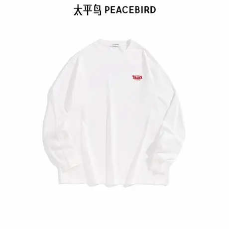 【商场同款】太平鸟男装T恤春季新款宽松刺绣长袖打底 B2CPF1122商品大图