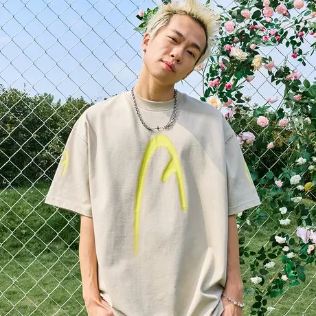 Nuthink嘻哈大码宽松多巴胺字母短袖T恤美式潮牌半袖男女2025新款图片