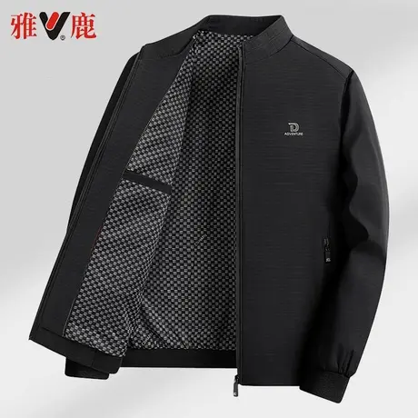 雅鹿爸爸装外套夹克男士商务休闲2024春秋季新款中老年茄克衫上衣图片