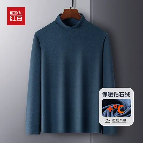 红豆秋冬季新款男士长袖t恤圆领钻石绒宽松保暖薄绒秋衣打底衫图片