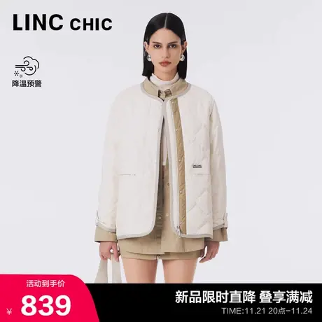 LINC金羽杰短款轻薄羽绒服女2023新款潮流奶奶衫外套女Y23802314图片