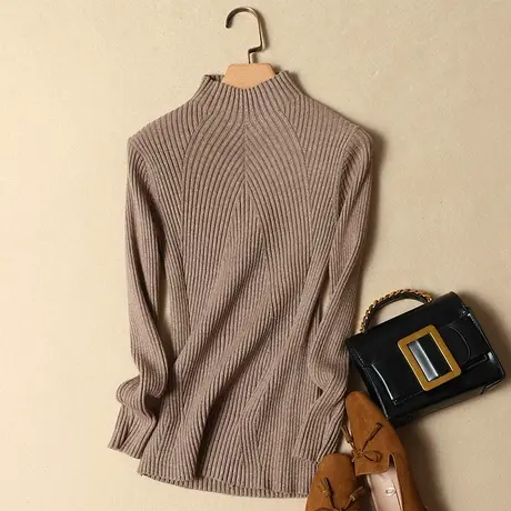 清仓！2021秋冬新款韩版半高领打底衫修身套头内搭针织衫女长袖商品大图