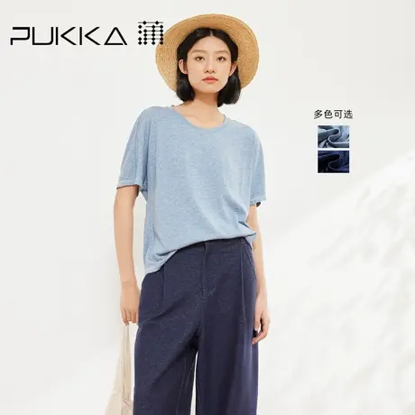 蒲PUKKA 圆领极简风收腰设计休闲短袖T恤女2025夏季新款图片