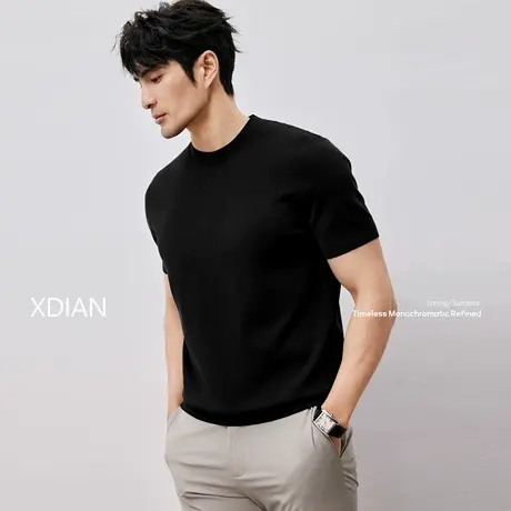 【首页会员内购直降8折】续点「07.19新品」凉感冰丝纱针织衫短袖图片