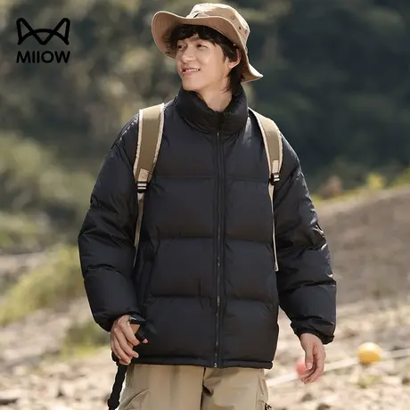 猫人冬季纯色棉袄外套男女款情侣装夹棉立领棉衣加厚棉服2024新款商品大图