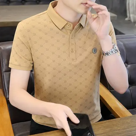 纯棉短袖t恤男Polo衫2024夏季潮流翻领打底衫刺绣印花潮牌上衣服商品大图