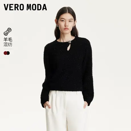 Vero Moda奥莱针织衫女秋冬新款领口镂空设计舒适宽松毛衣上衣图片