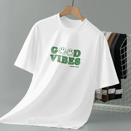 260g重磅纯棉白色t恤男士短袖2025新款夏季半袖美式宽松全棉体恤商品大图