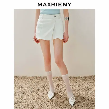 【奥莱】MAXRIENY复古感弹力牛仔短裤休闲裤女热裤图片
