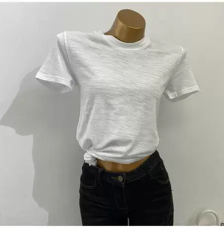 韩国超火～好穿竹节棉短袖T恤女圆领修身纯色打底衫新款上衣2021商品大图