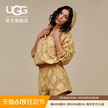 UGG夏季新款女士时尚舒适纯色按扣松紧腰镂空网眼短裤 1167413商品大图