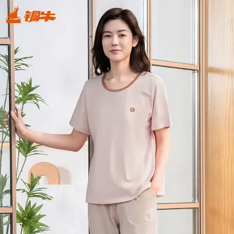 铜牛冰爽棉圆领半袖女衫2025春夏新款纯棉休闲凉感短袖T恤女VS349商品大图